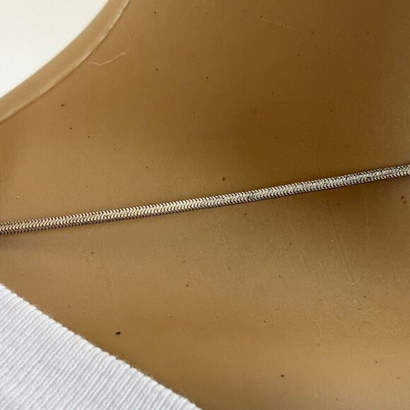 Vintage Silver Tone Rose Pendant 24 Inch Flat Snake Chain Necklace - Picture 10 of 15